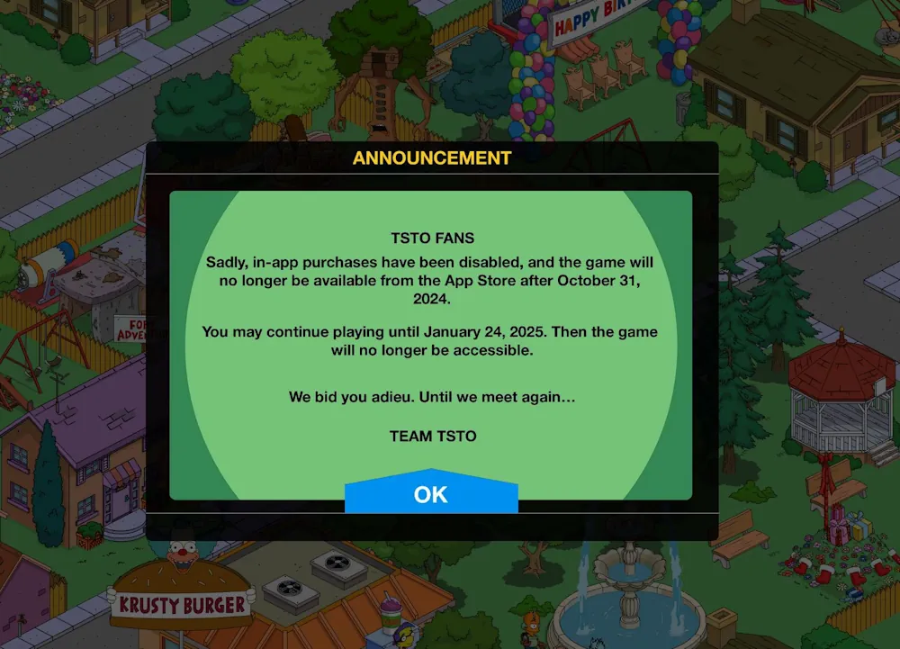 The Simpsons Tapped Out Closing Servers